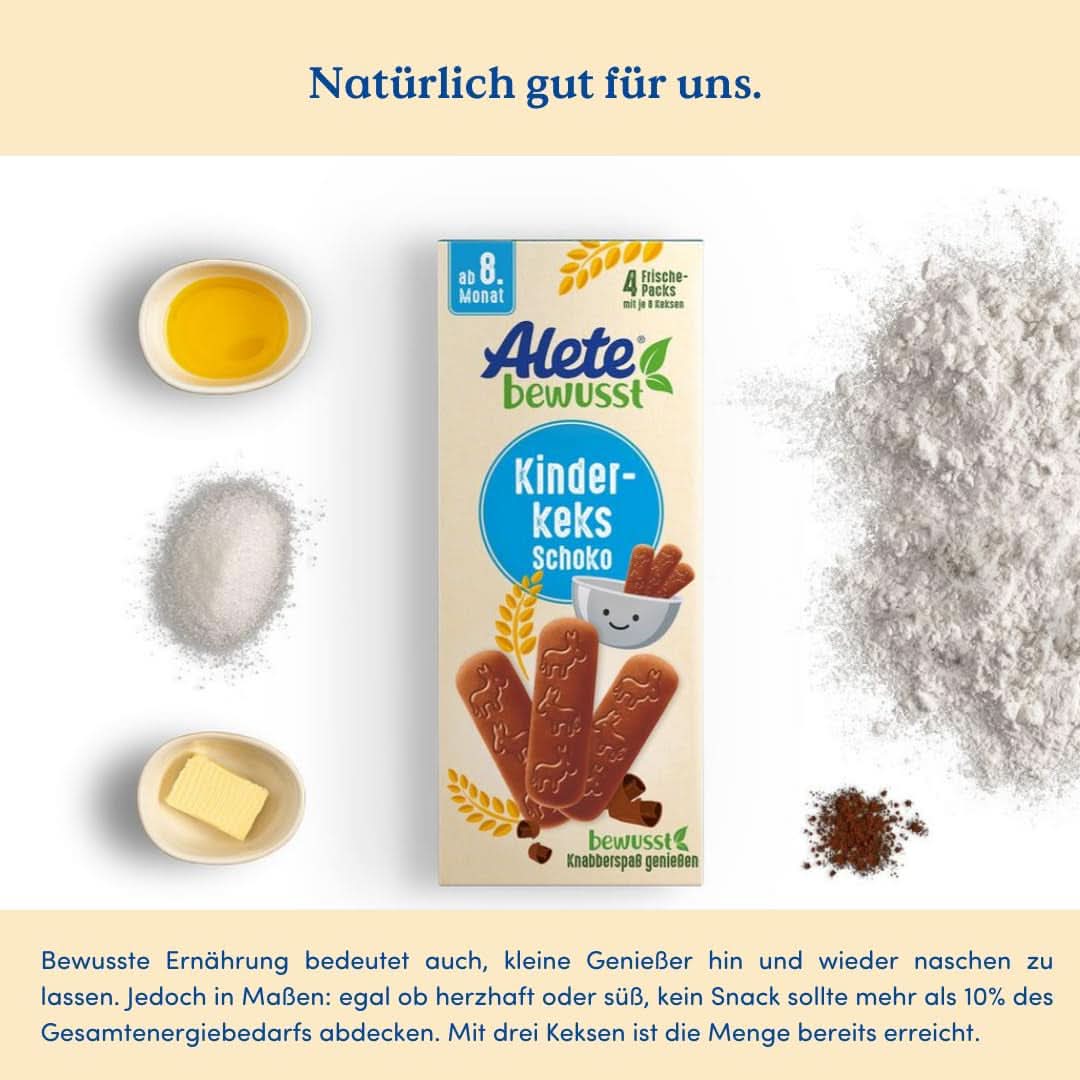 Alete bevidst Chokolade med kiks til børn, fra 8. måned, Mor og Barn Naty Shop