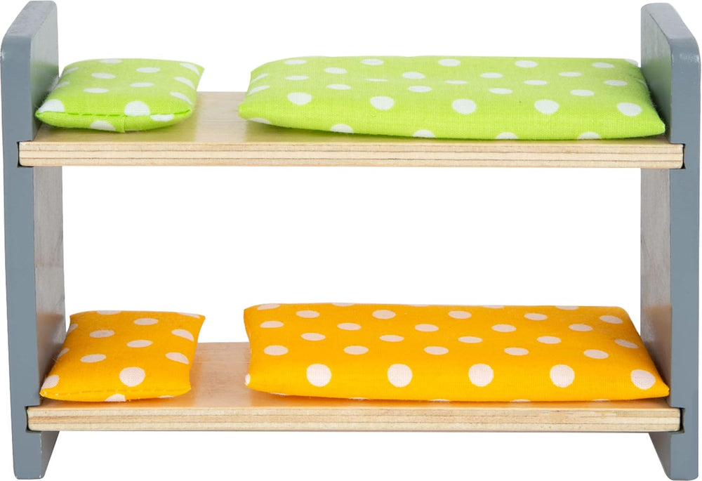 Casă de păpuși din lemn Small Foot, cu 3 etaje, față deschisă și 12 piese de mobilier, pentru copii cu vârsta de la 3 ani în sus, 11802, alb gri