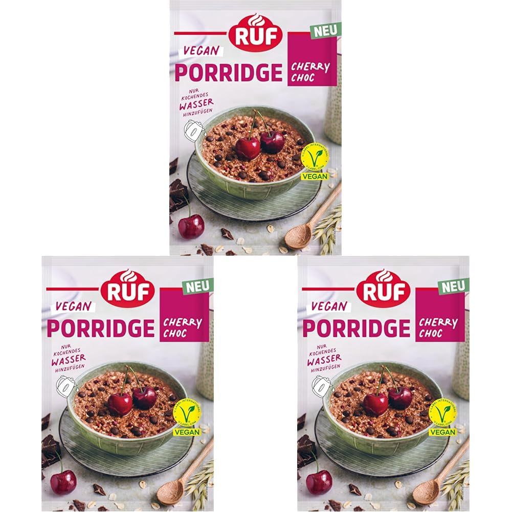RUF Terci Vegan cu Nuci și Ovăz, fulgi de ovăz cu migdale, alune și semințe de in, preparare ușoară, într-un pachet practic de porții, 1 x 60 g