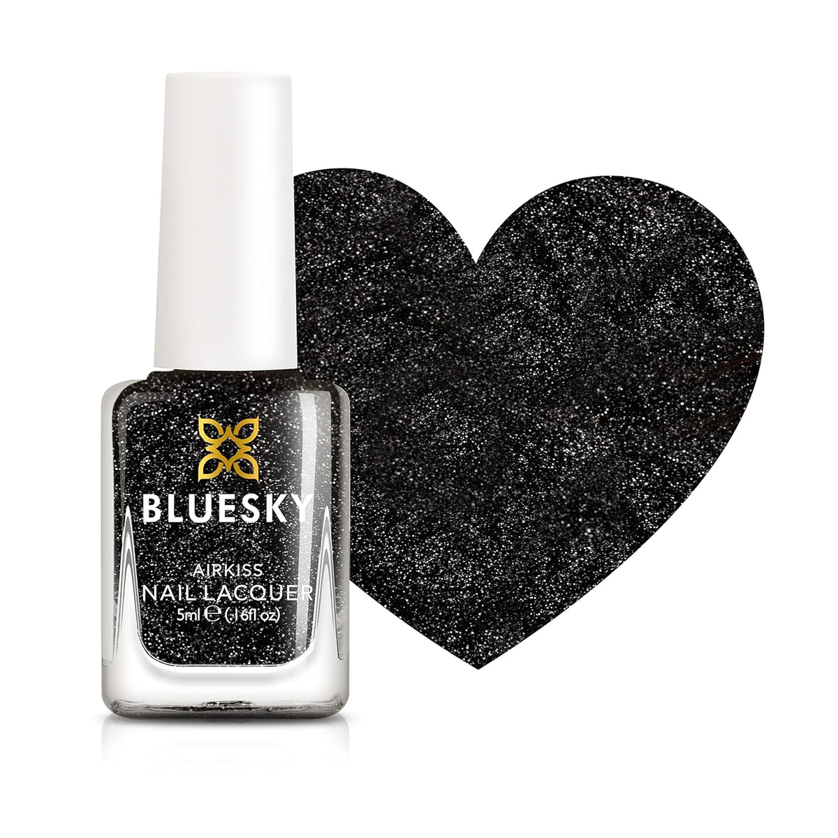 Bluesky Kids neglelak - Rockstar, sort glitter, let at fjerne, giftfri, vandbaseret, lugtfri - gratis neglelak til børn, 5 ml, pakke med 1