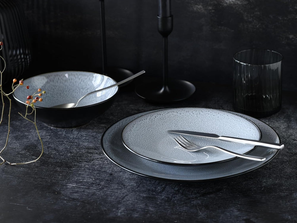 CreaTable, 23964, Serie Malmö, 18-teiliges Geschirrset für 6 Personen, Teller Set aus Steinzeug, spülmaschinen- und mikrowellengeeignet, Qualitätsproduktion