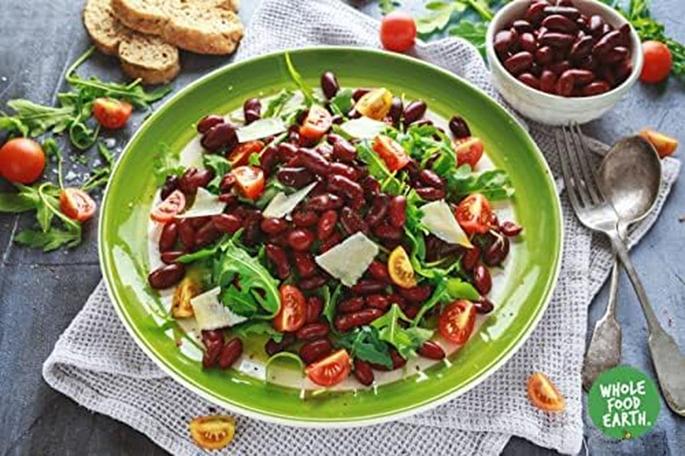 Fasole roșie Wholefood Earth Organic 1kg Crudă | Vegană | Fără OMG | Roșu închis | Bogat în fibre | Bogat în proteine | Certificat organic