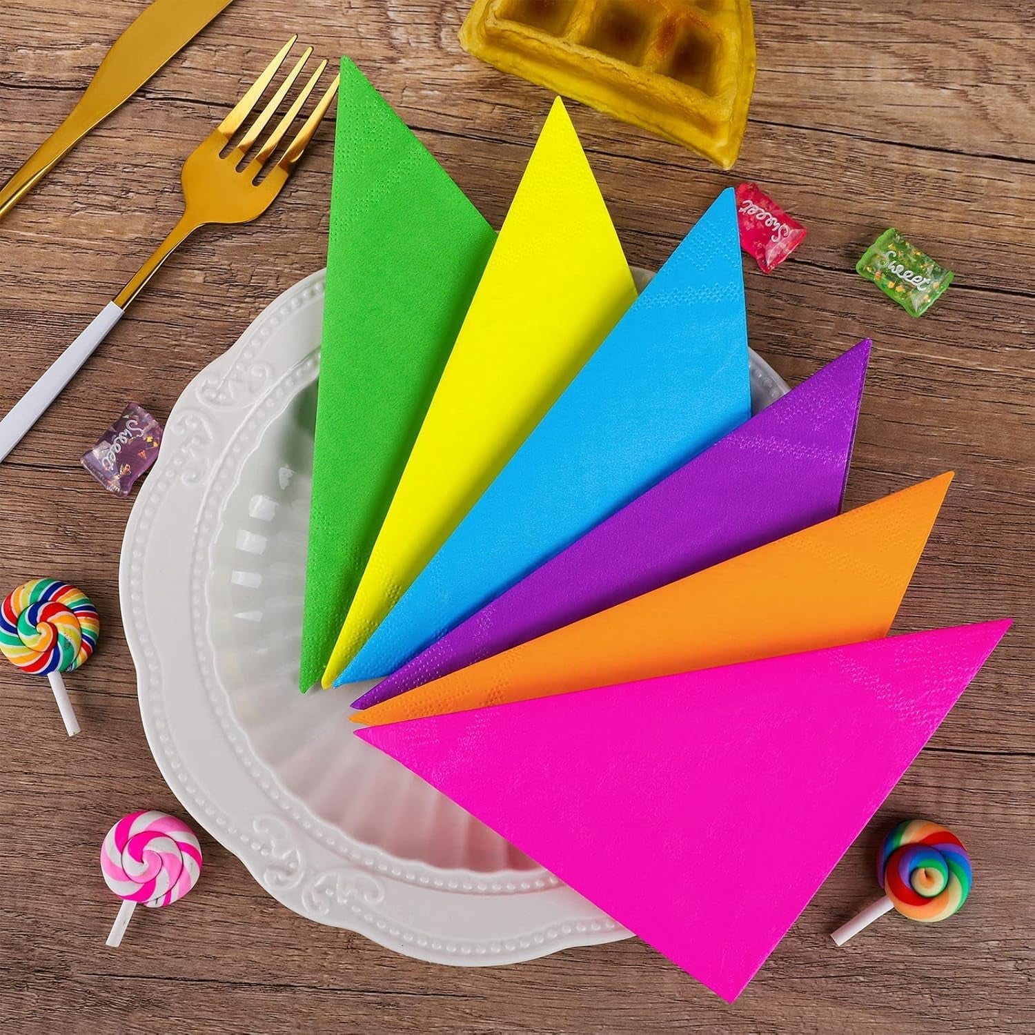 120 buc șervețele cocktail șervețele de hârtie 2 straturi accesorii pentru petreceri, 6 culori