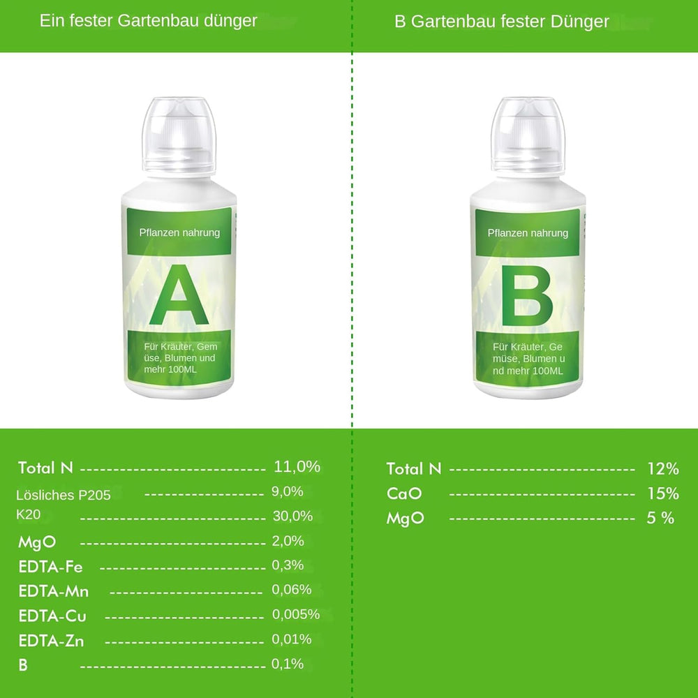 2 stk Hydroponisk plantegødning, hydroponiske plantenæringsstoffer, hydroponiske gødninger, hydroponiske plantenæringsstoffer, A & B hydroponiske systemgødninger