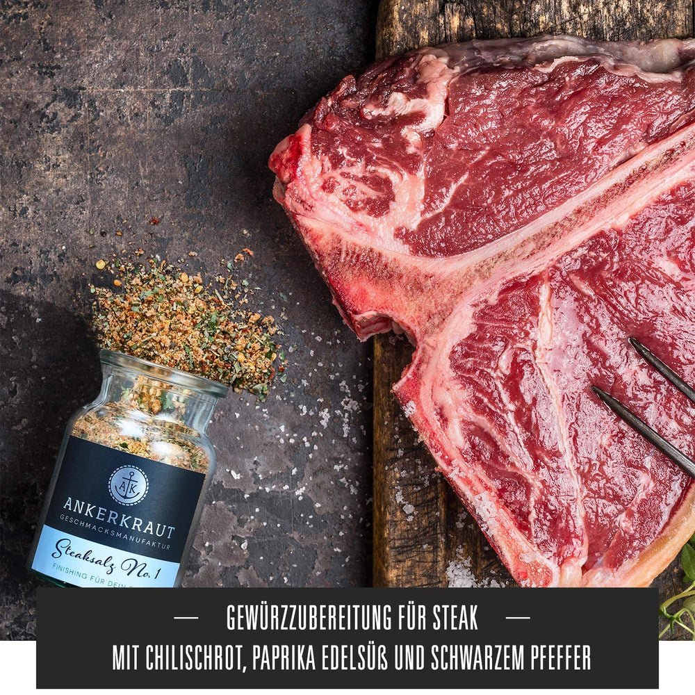 Ankerkraut Steaksalz No. 1, das perfekte Finisher- und Steakhouse-Salz, 80g i Korkenglas