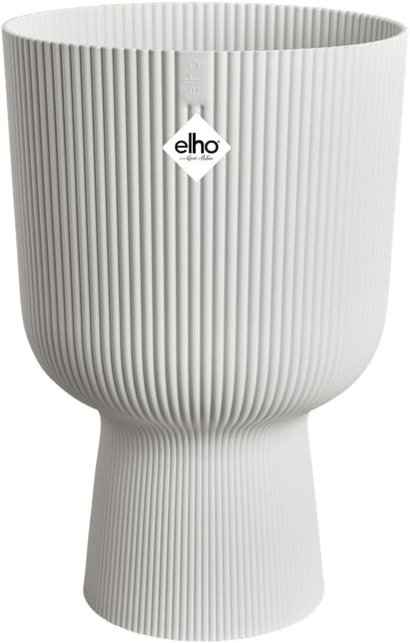 Ghiveci elho Vibes Fold Coupe 14 - Ghiveci de flori de interior - Plastic 100% reciclat - Ø 13,9 x H 21,0 cm - Alb/Alb mătăsos