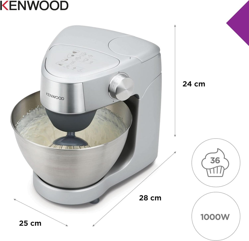 Kenwood Prospero+ KHC29A.R0SI Küchenmaschine, 4,3 L Edelstahlschüssel, Inkl. 10-Teiligem Zubehör-Set Mit Fleischwolf, Glas-Mixer, Zitruspresse, Entsafter Und Mehr, Inkl. Easyweigh Waage, 1000W, Silber Mor og Barn Naty Shop