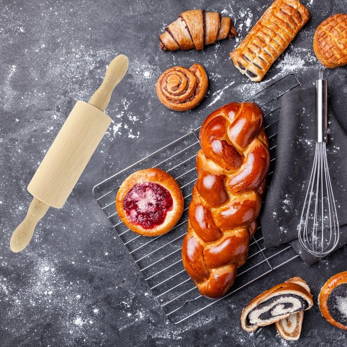 Fackelmann 521146 Nudelholz klein Holz Nudelholz Holz 23,5 x 4,5 cm brun