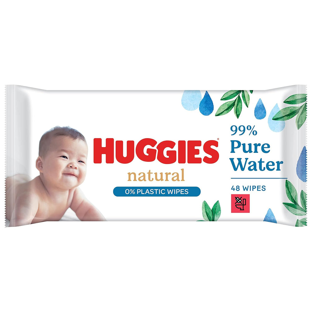 Huggies naturligt biologisk nedbrydelige vådservietter til følsomme babyer, 8 x 48 servietter, bulkpakke