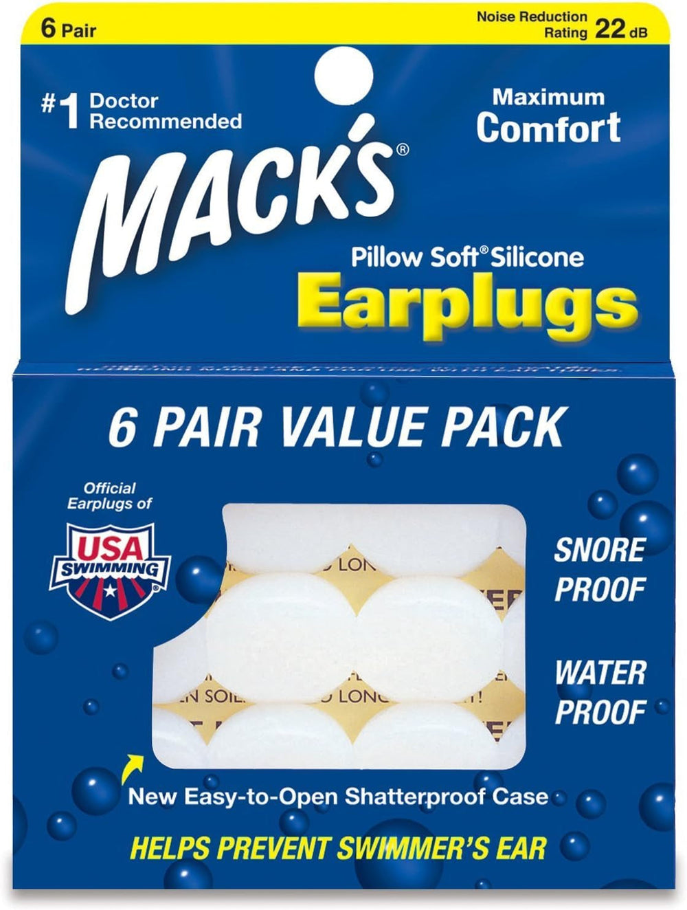 MACK'S Pillow Soft silicon dopuri de urechi, 6 perechi Perne ortopedice cervicale Naty Shop Alb 6 StÃ¼ck (1Er Pack)