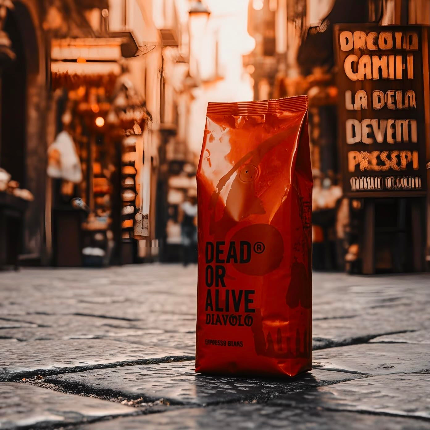 DEAD OR ALIVE DIAVOLO – Espresso Extra Dark – 100% Robusta – Extrem de Puternic – Aciditate Scăzută – Cremă Stabilă – Boabe Întregi 1kg – Prăjire Napoli