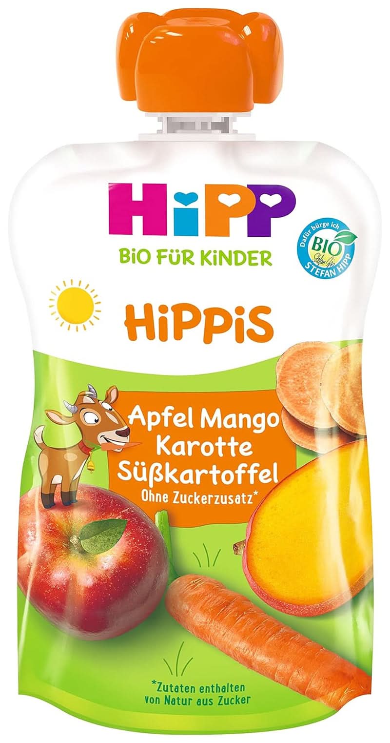 Hipp Æbler Mango Søde kartofler Gulerod - Bennie Bock, pakke med 6 (6 X 100 G) Mor og barn Naty Shop