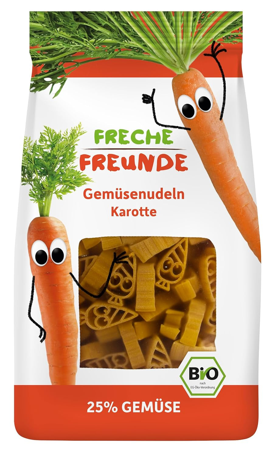 Freche Freunde Økologiske grøntsagsnudler 'Gulerod' 25 % grøntsagsindhold Vegansk 6-pak (6 x 300 g)