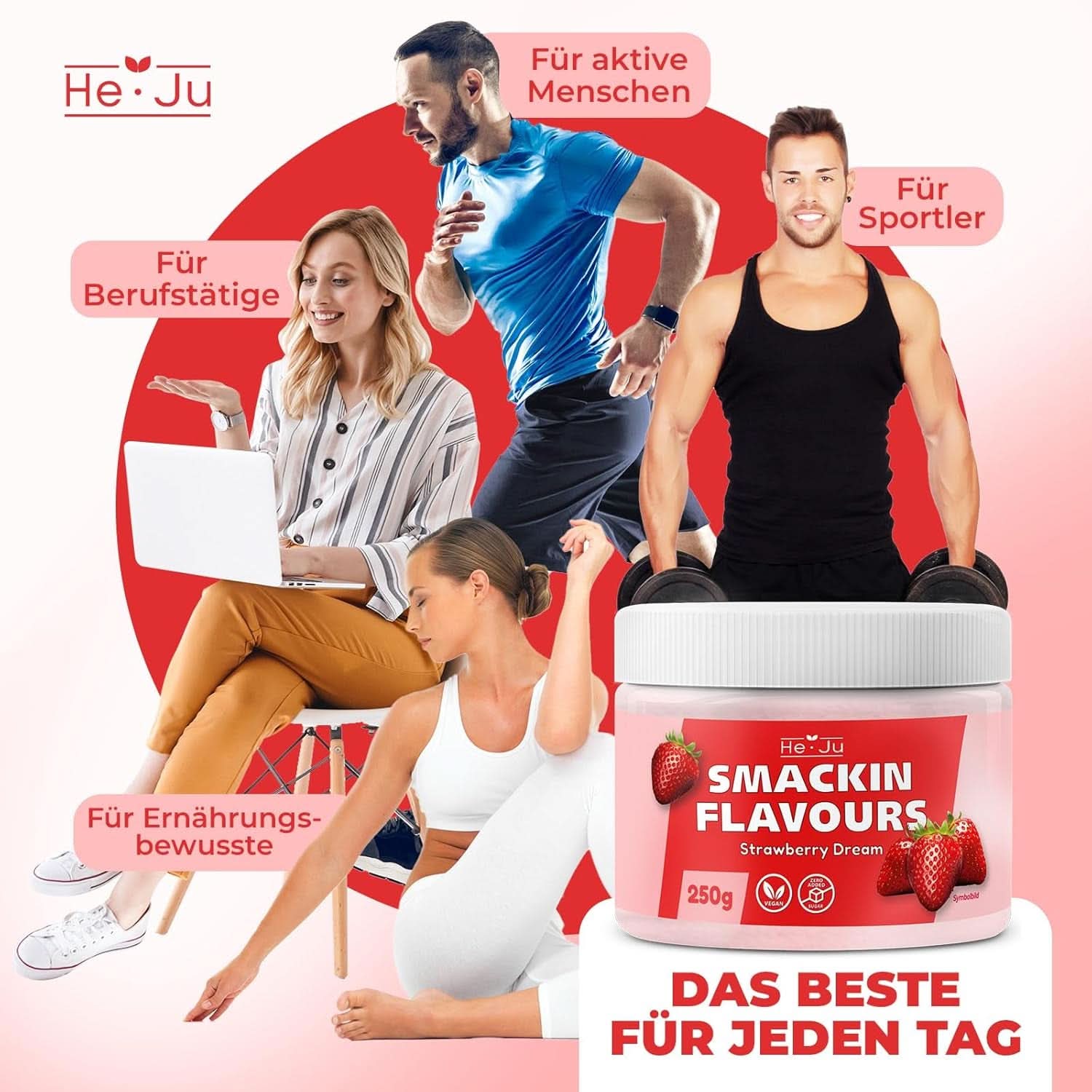 He-Ju, Pulver med jordbærsmag, 250 gram Aromas Naty Shop