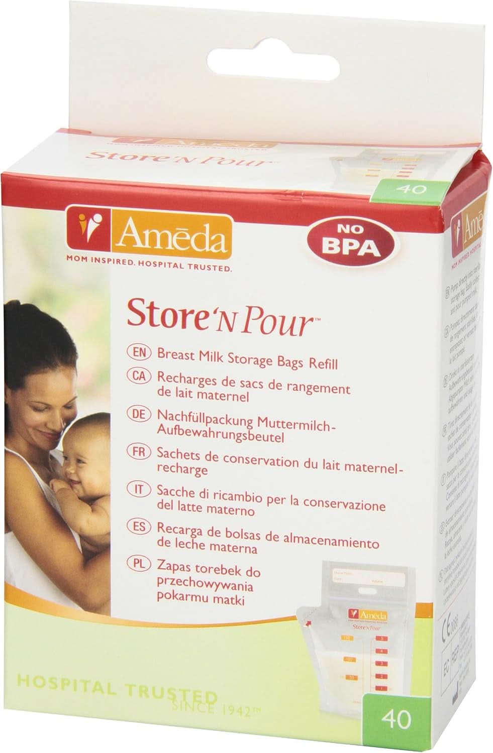 Poser til modermælk - 40 stk Mad og ammetilbehør Bebe Naty Shop