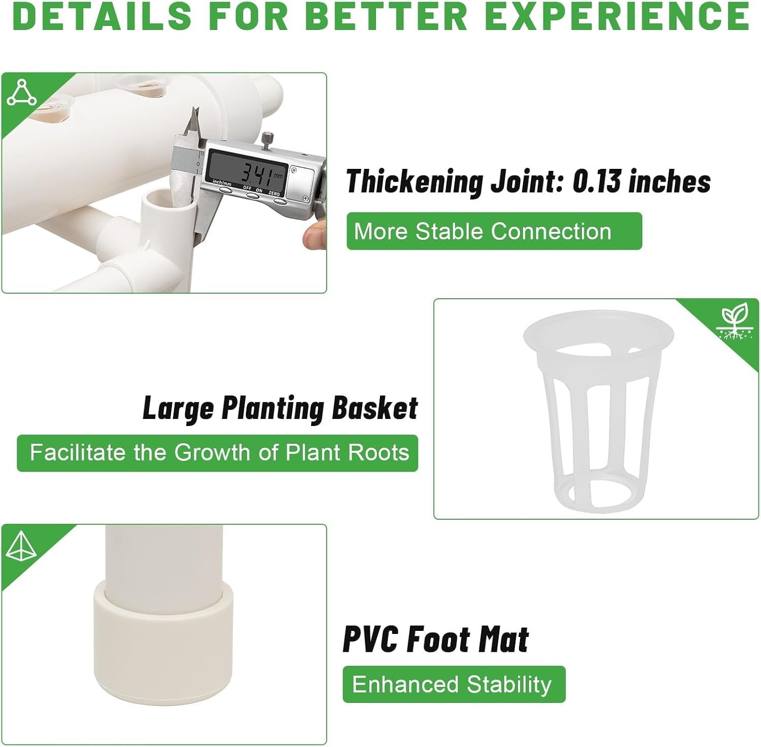 3-trins Hydroponic Grow System Kit 108 dyrkningssteder Hydroponic System til grøntsager Grow Kit Soilless Grow System Hydroponic Kits til bladgrøntsager.