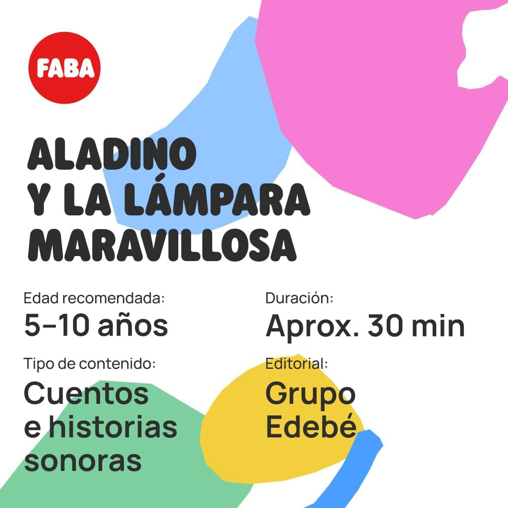 Personaj sonor - Aladdin și minunata lampă - povești și povești sonore - jucărie, conținut educativ, în limba spaniolă, pentru fete și băieți cu vârsta între 4-6+ ani Jucarii Bebe Naty Shop
