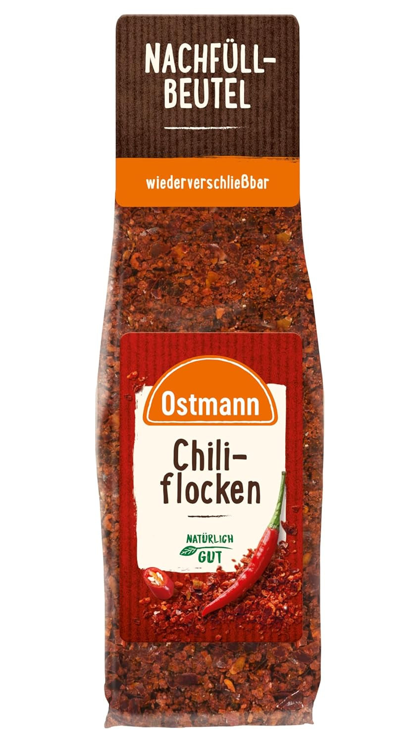 Ostmann Gewürze - Chiliflocken | Scharfes Topping til alle slags retter | Zum Nachfüllen der Streudose | 45 g i pose
