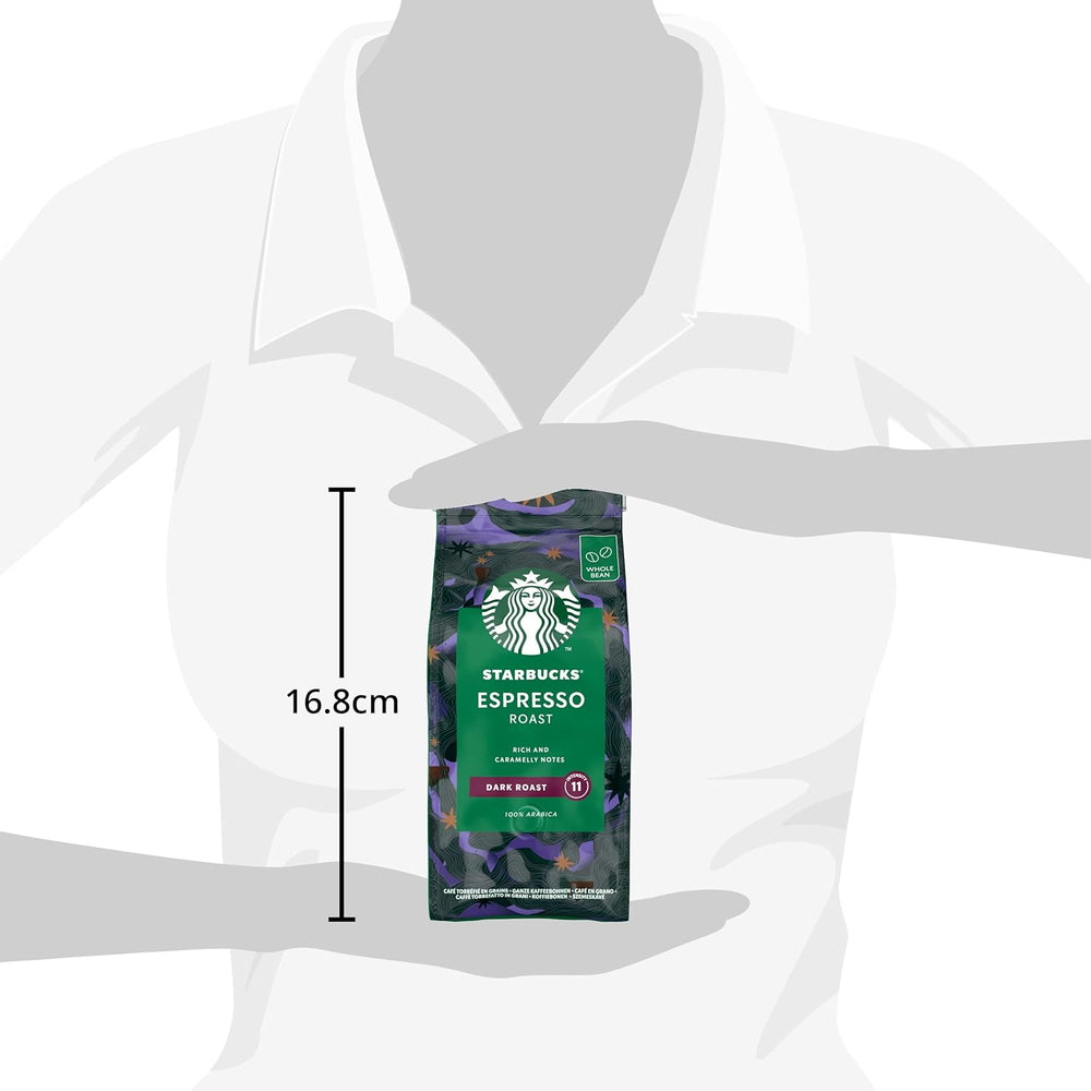 STARBUCKS Espresso Roast, Prăjire Neagră, Boabe Întregi de Cafea 200g (Pachet de 6)