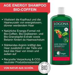 LOGONA Natural Cosmetics, Șampon, formulă vegană din cafeină organică, 250 ml Duș și baie Naty Shop