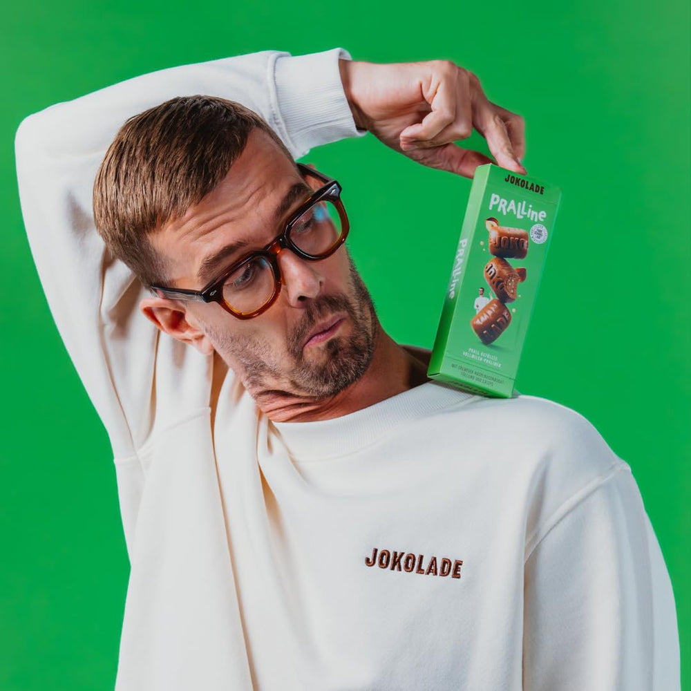 JOKOLADE PRALLINE Værdipakke 12 x 80g | Generøst fyld med hasselnøddenougatcreme og chips | Fair chokolade fra Joko Winterscheidt