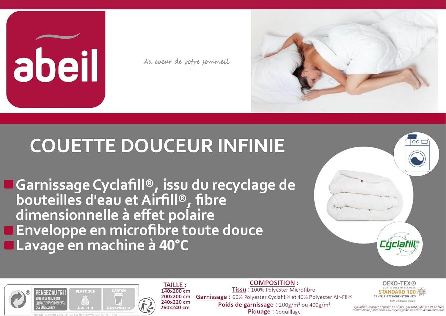 15000000534 Douceur Infinie Quilt, lys, polyester, hvid, hvid, 240 X 260 cm Dyner og dyner Naty Shop