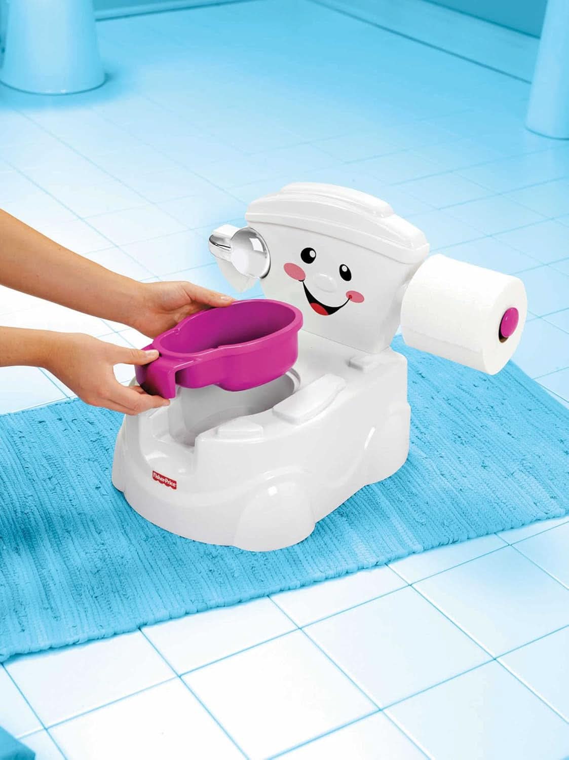 Fisher-Price Meine Erste Toilette, Baby Töpfchen, Mit Musik & Lustigen Sätzen, Tragbare Baby Toilette, Abnehmbarer Toilettenaufsatz, Deutsche Version, Ab 1 Jahr, P4326 Tilbehør Mad og Amning Bebe Naty Shop