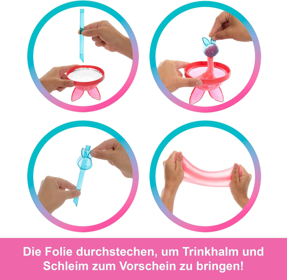 Set Barbie Pop Reveal cu păpușă și accesorii, seria Shakes, păpușă la modă pisoi parfumată drăguță și animal de companie, cu 8 surprize, inclusiv schimbarea culorii, JCN87