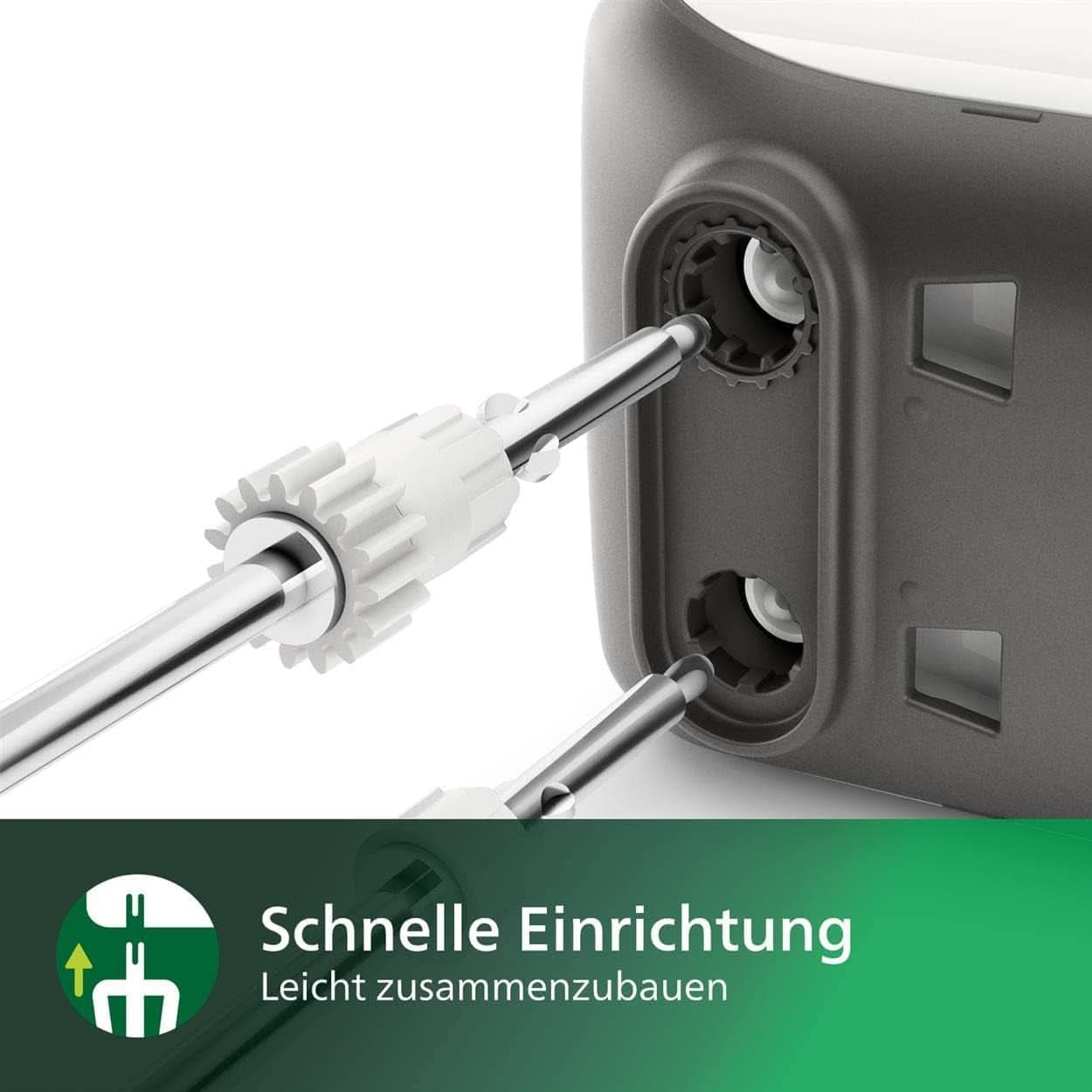 Philips Håndmixer, 450 W, 5 Geschwindigkeiten plus Turbo, Weiß/Grau (HR3741/00) Køkken Naty Shop