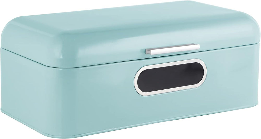 ECHTWERK coș metalic retro pentru pâine cu fereastră de vizualizare și capac, set de 3 cutii de depozitare elegante, capacitate 1,4 litri, roșu Cutii depozitare alimente Naty Shop Albastru deschis Fereastră unică mare Singur