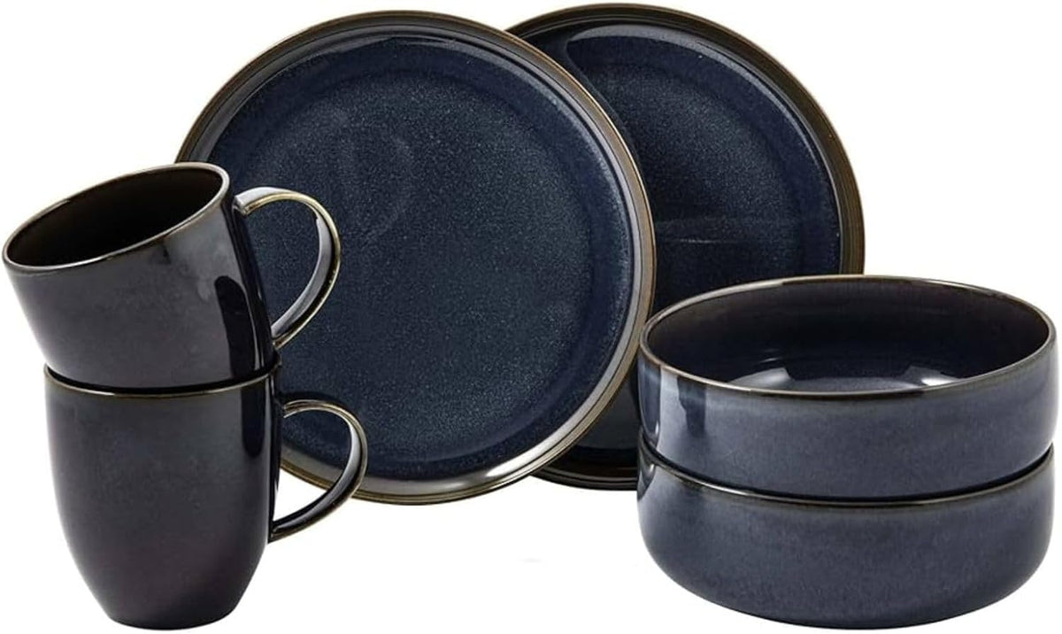 Set de mic dejun Villeroy & Boch Crafted Denim, 6 piese, pentru 2 persoane, albastru