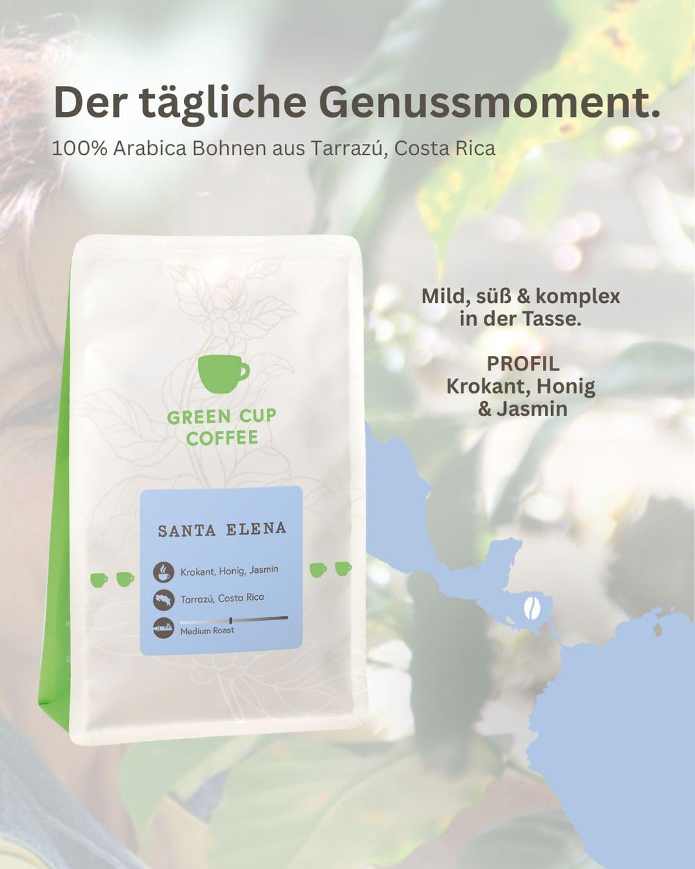 Coffee - Santa Elena I 100% Arabica I Kaffeebohnen 250g I Perfekt für jede Zubereitung - Moka Kanne, Siebträger, Vollautomat, mit schokoladig, fruchtig süßen Aromen I mittlere Röstung