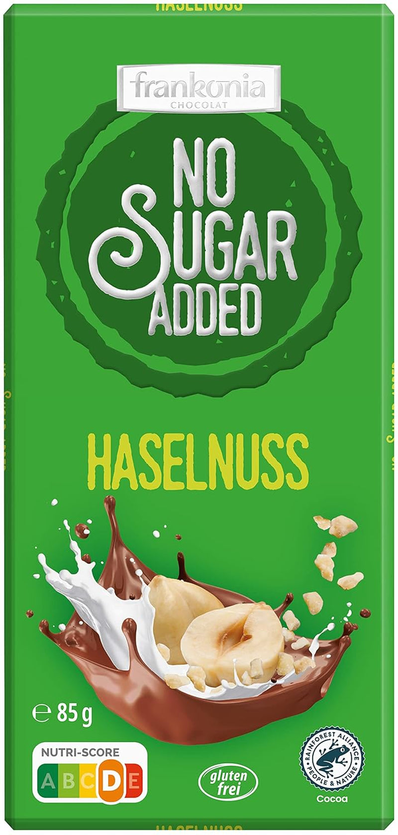frankonia CHOKOLADE UDEN TILSAT SUKKER Chokolade med hasselnødder, glutenfri, 85 g