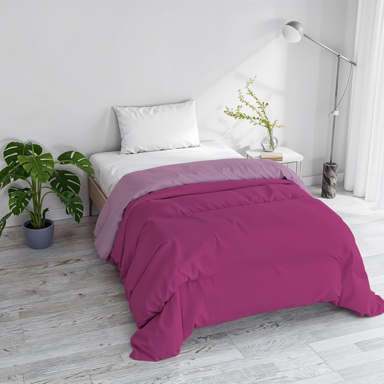 Cuvertură de iarnă de bază, unicoloră și căptușită, verde închis / crem, 200X245Cm Plapumi si pilote Naty Shop Fuchsia/Lilac 200X245Cm