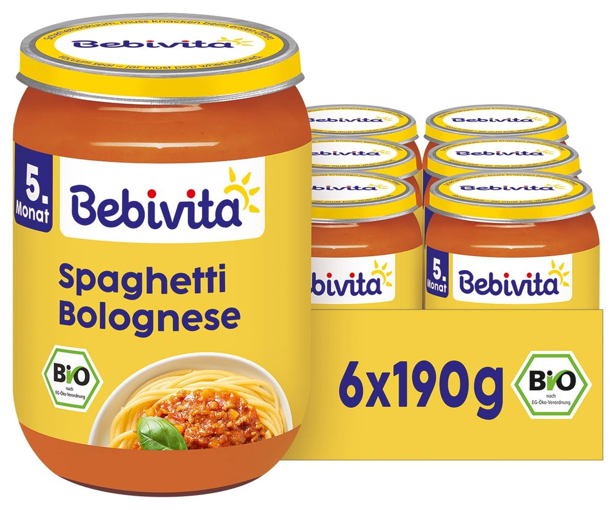 Måltider fra 5 måneder og opefter: Spaghetti Bolognese, 190g, pakke med 6 (6x190g)