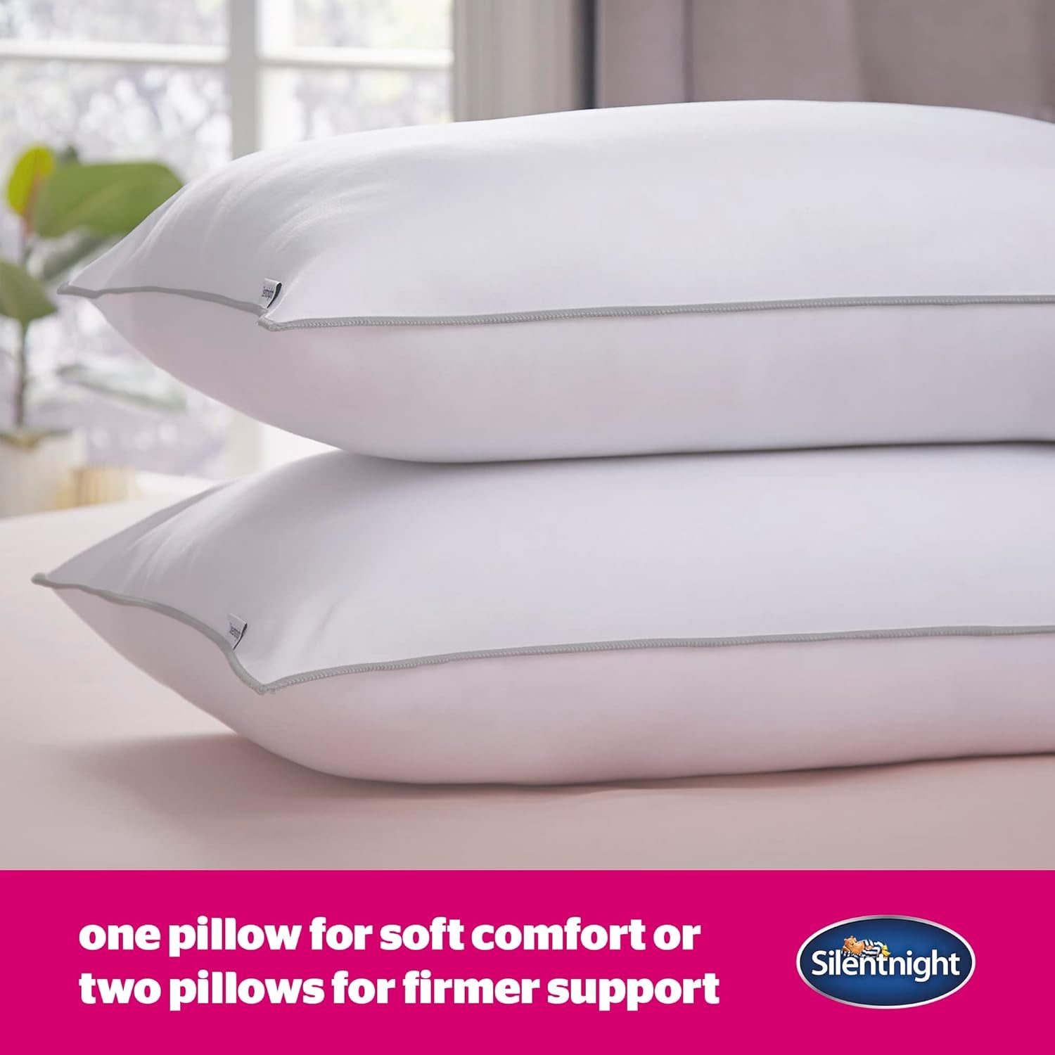 Pereche de perne de lux Silentnight Ultrabounce, microfibră, alb, pachet de 2, 2 Perne standard Naty Shop