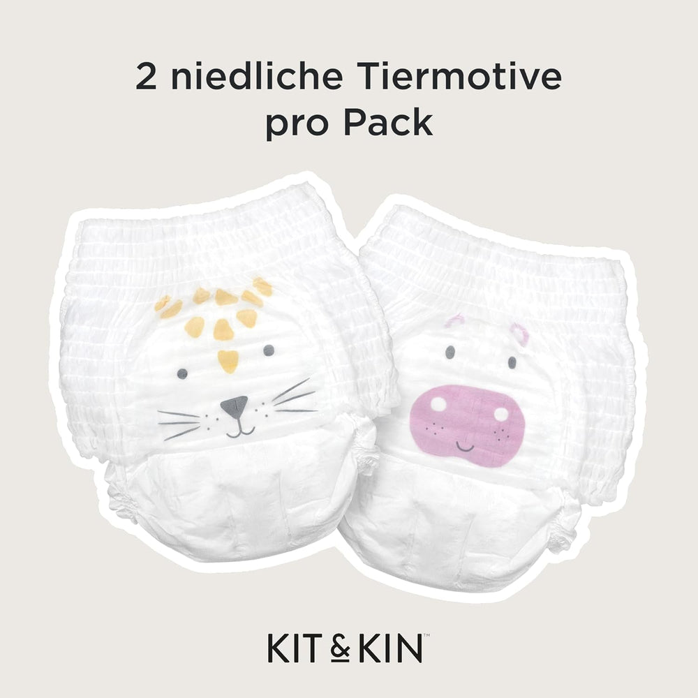 Kit & Kin Premium Eco-bleer, størrelse 4 (9-16 kg), 132 bleer, plantebaserede og allergivenlige, pålidelig lækagebeskyttelse, vegansk og grusomhedsfri