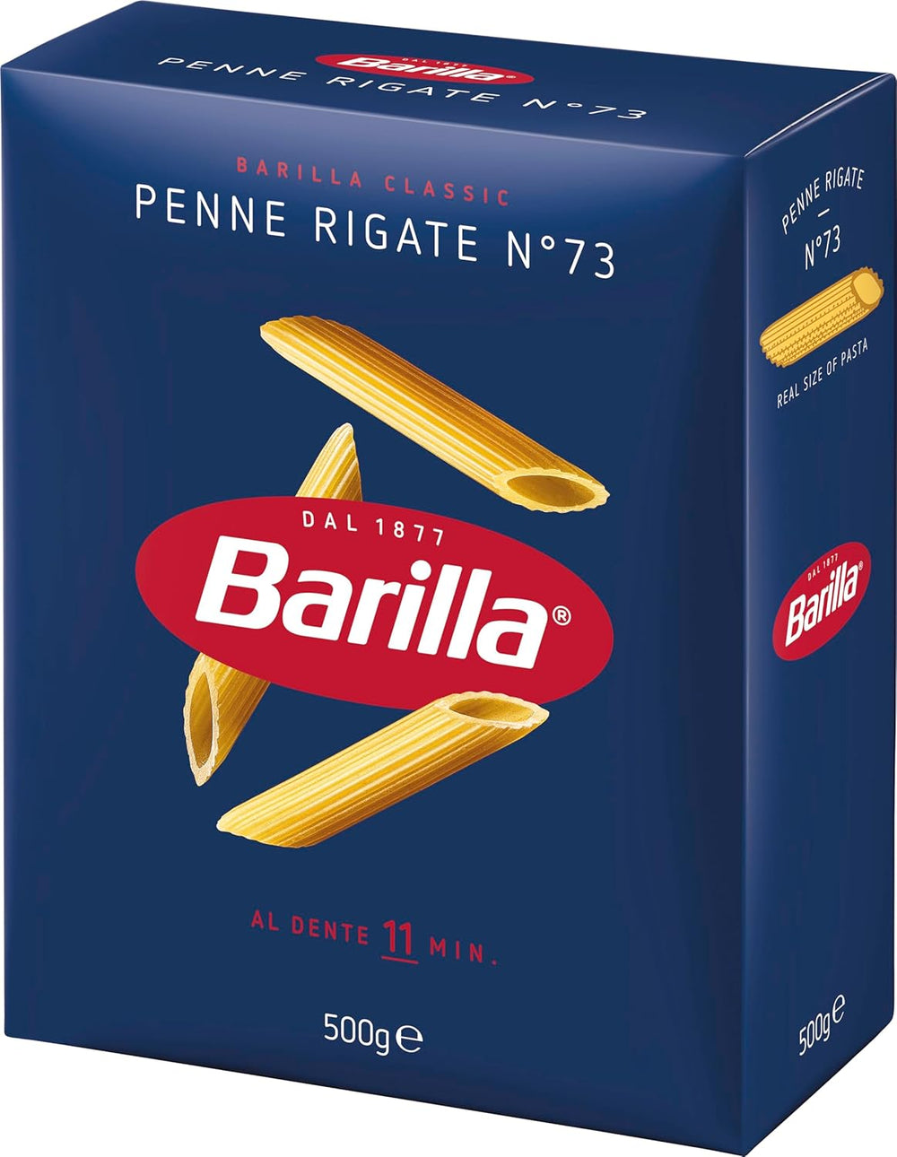 Pasta Barilla Classic Penne Rigate Nr. 73 fra højkvalitets hård hvede, altid al dente (1 x 500 g)