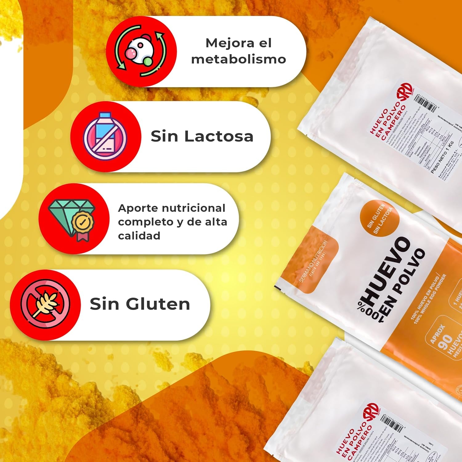 Eipulver aus Freilandeiern (1kg) | Pasteurisiertes Vollei Pulver | Ohne Zusatztoffe | Glutenfri & laktosefri | Vakuumverpackung i Zip-Beutel