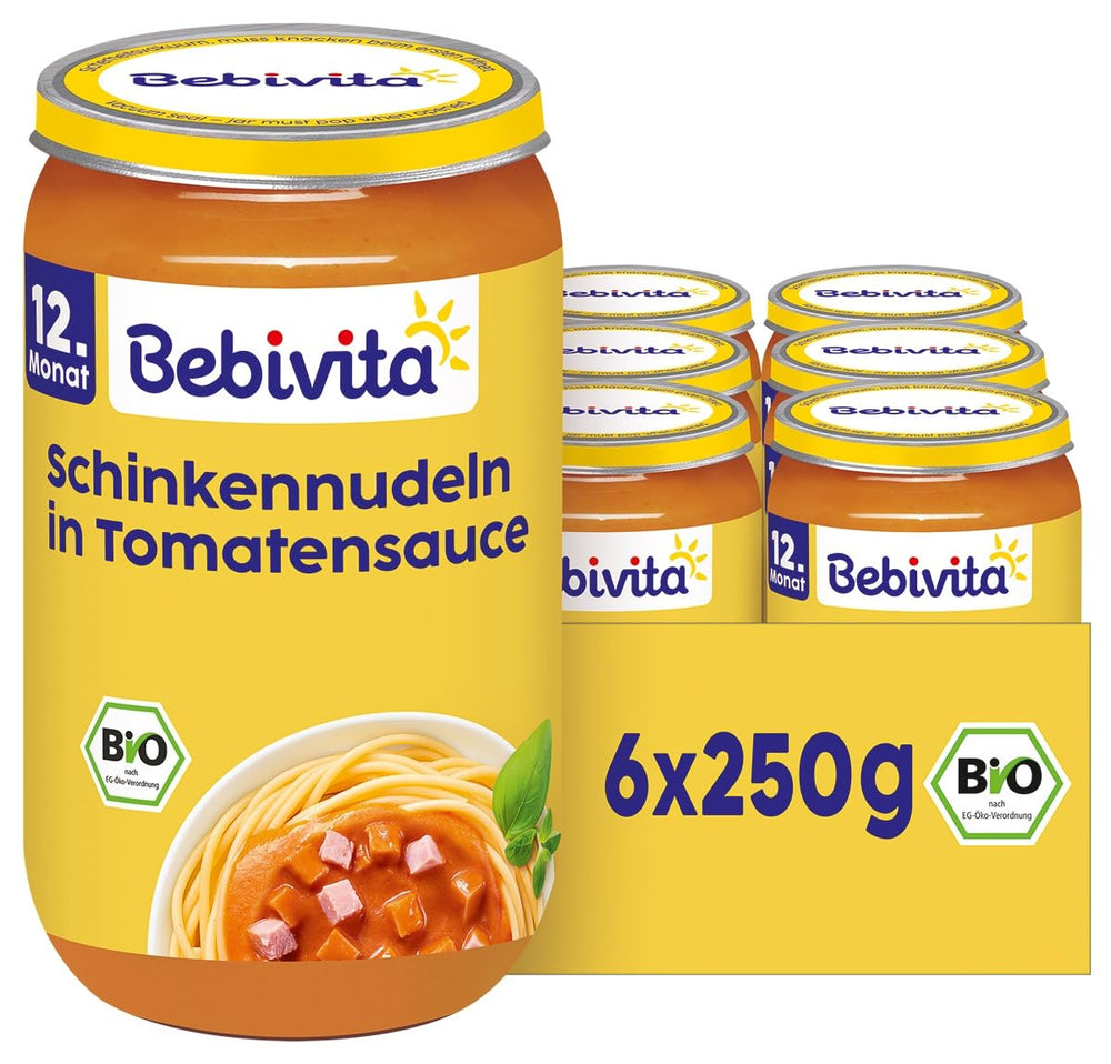Måltider fra 12 måneder og opefter: Skinke og pasta i tomatsauce, 250 g, 6 stk. (6 x 250 g)
