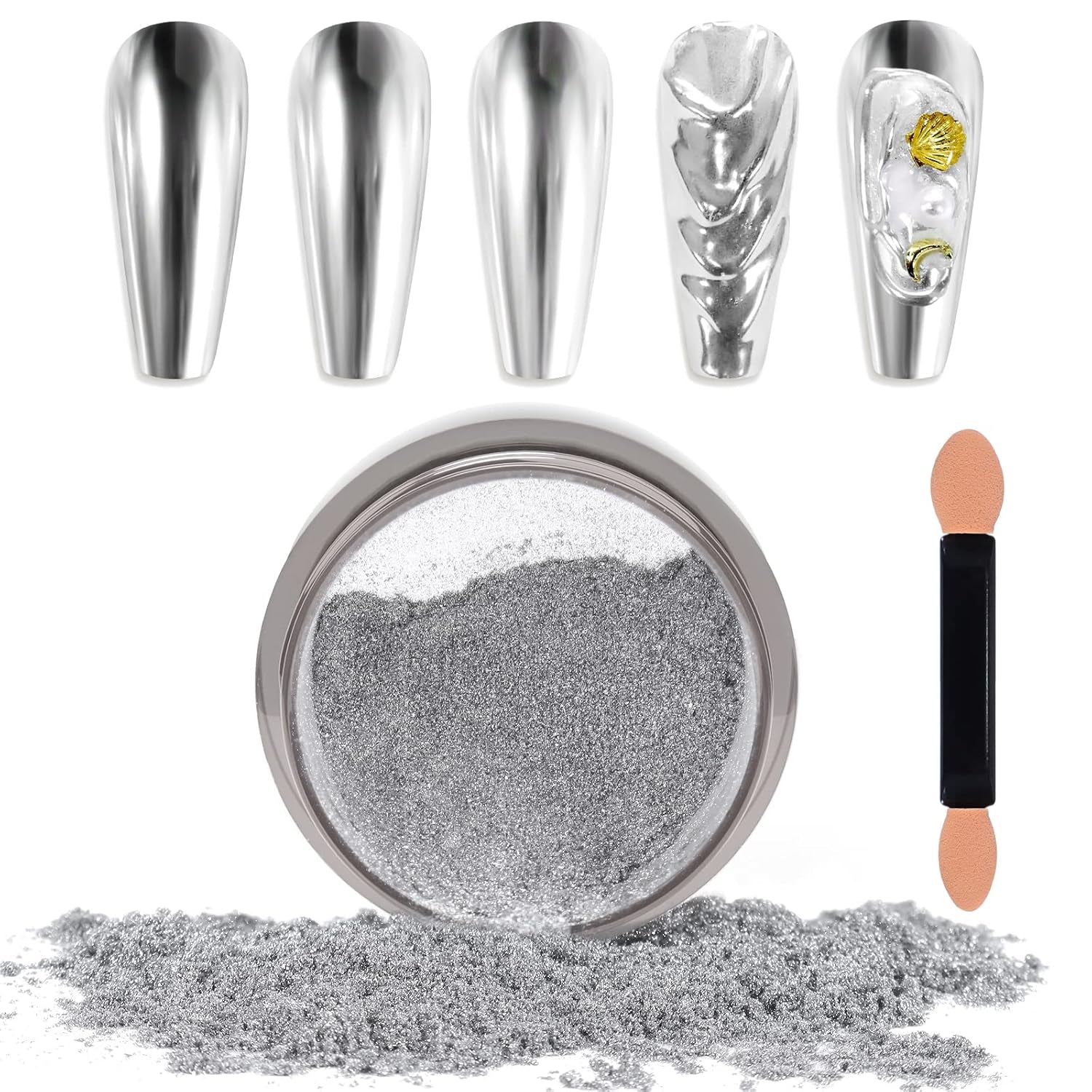 Chrome Nagel Pulver Spiegel Effekt Metallic Staub Holographische Glitter Glasierte Maniküre Dekoration Reflektierendes Pigment Für DIY Gel Polish Nail Art, Harz Handwerk, Geschenke Für Gold