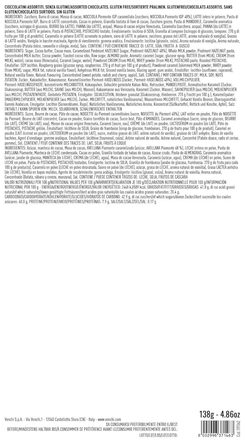 Venchi - Murrine Assorted Chocolate Lille gaveæske, 138 g, glutenfri, ingen kunstige farver, ingen konserveringsmidler, gaveidé