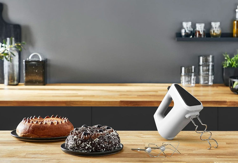 Krups GN4001 3 Mix 4000 Håndmixer | 450 watt | Robust design | Variabel hastighedsregulator | Turbo-Und Auswurf-Funktion | Inkl. 2 Rührbesen Und 2 Knethaken | Weiß/Grau Kitchen Naty Shop