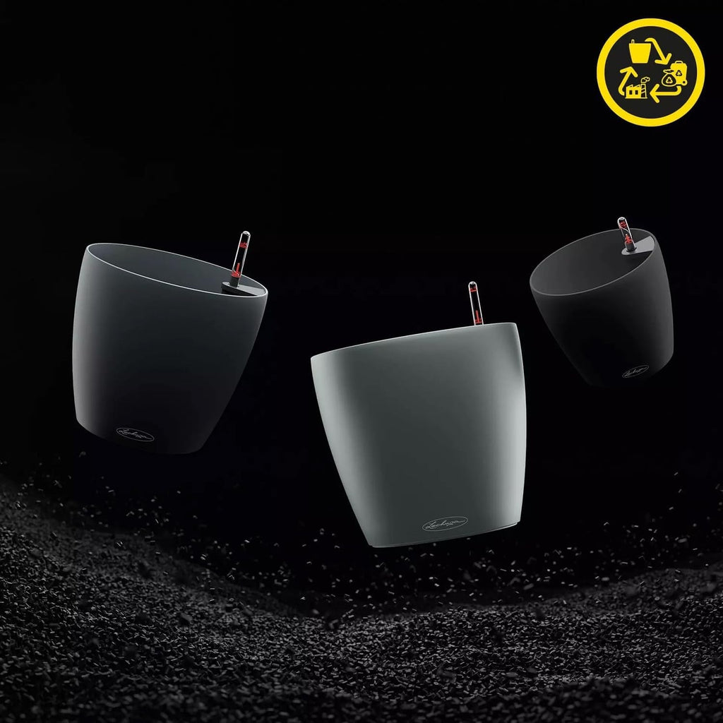 Jardinieră LECHUZA Classico Color ECO 35 Gri Închis | Jardinieră cu sistem de udare și indicator al nivelului apei | Fabricată din plastic 100% reciclat | Finisaj mat | Ø 34,5 x 32,5 cm | 18935