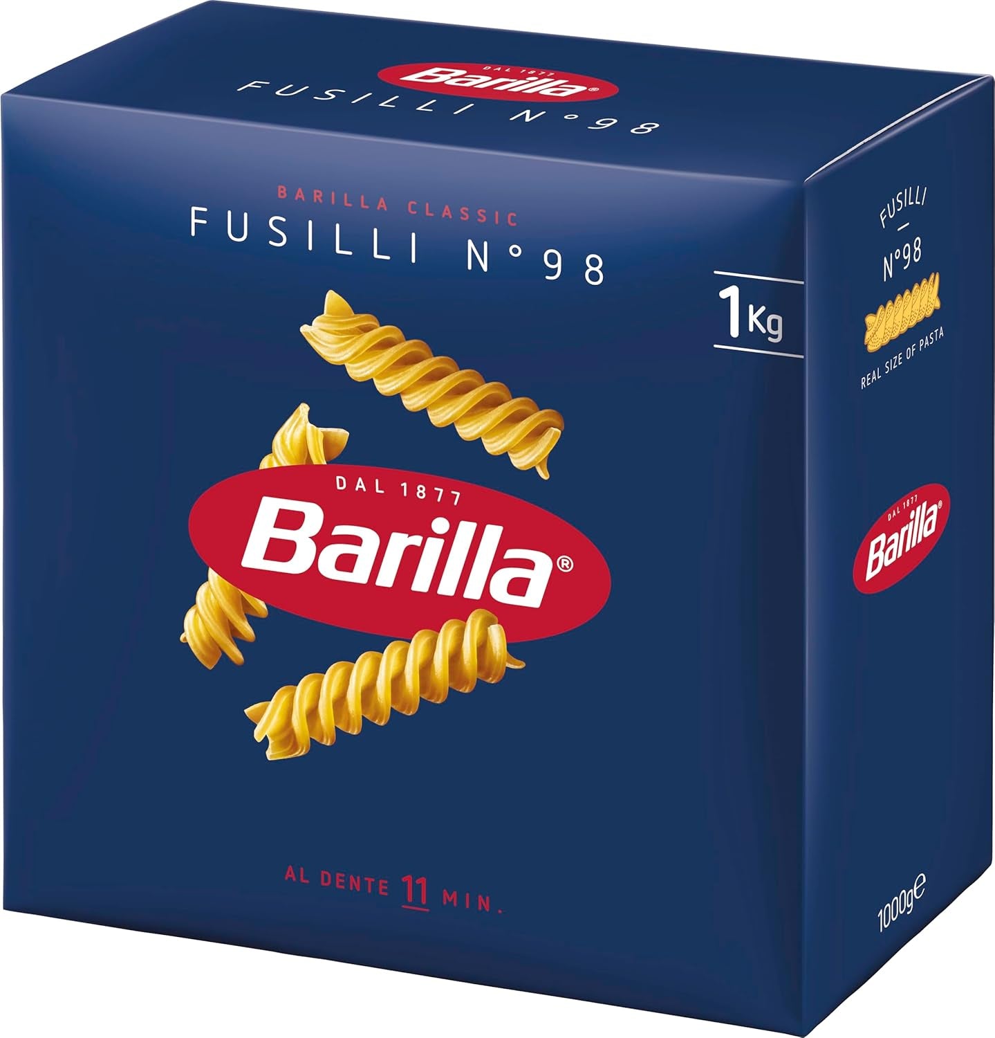 Pasta Barilla Classic Fusilli no. 98, af højkvalitets hård hvede, altid al dente, 1 kg