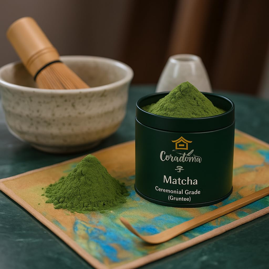 Matcha de calitate ceremonială din Japonia – pudră de matcha 100% naturală, măcinată manual din prima recoltă, ceai verde japonez original în cutie de 40 g – calitate pură și tradițională