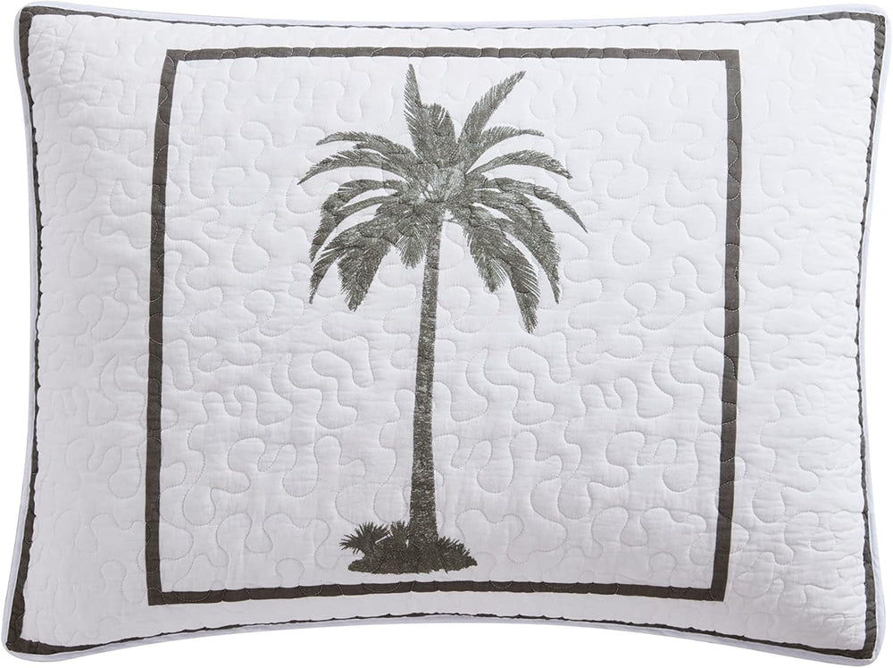 Tommy Bahama Palm Island Collection | Cuvertură - 100% bumbac, reversibilă, moale și respirabilă, pre-spălată pentru un plus de moliciune, pat king size, gri Plapumi si pilote Naty Shop
