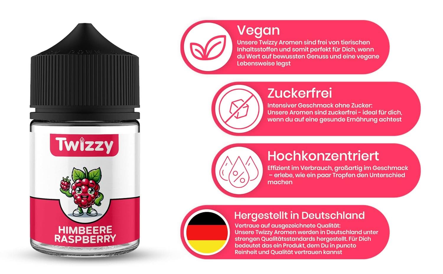 Twizzy, intens hindbærsmag, 60 milliliter Arome Naty Shop