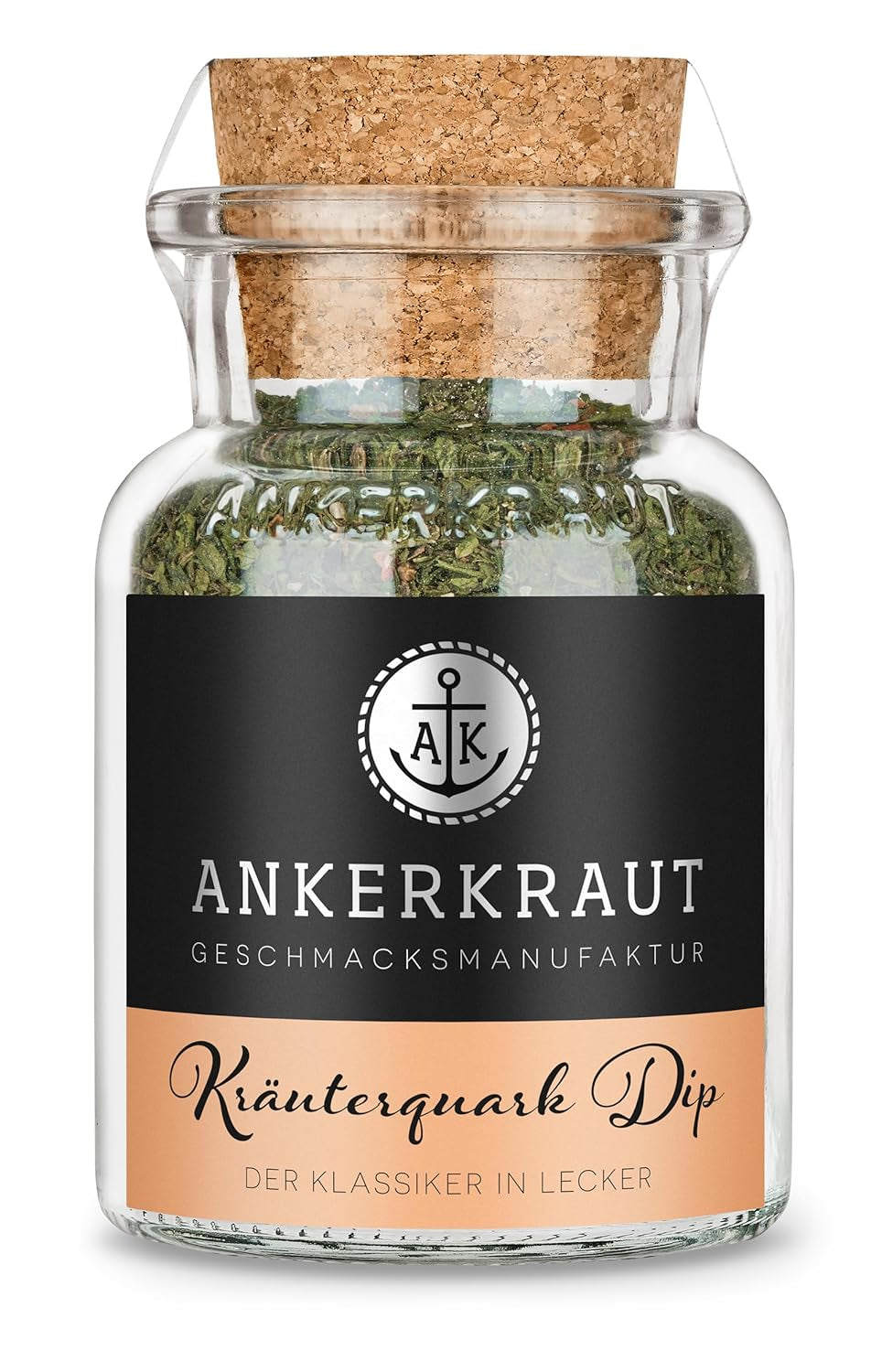 Ankerkraut Kräuterquark Dip, Gewürzmischung für Quark, Ohne Geschmackverstärker, Premium Qualität, Alternative Joghurt og Soja-Quark, Aufstrich selber machen, 55 g i korkglas