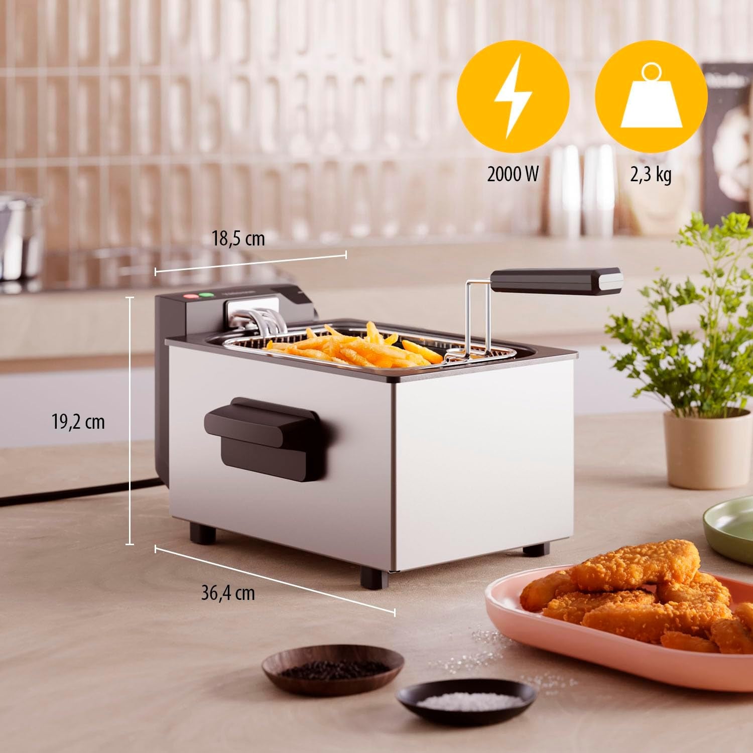 Friteuză Tristar, Capacitate 3L, 2000 W, Tehnologie Cool Zone, Oțel inoxidabil Electrocasnice Naty Shop